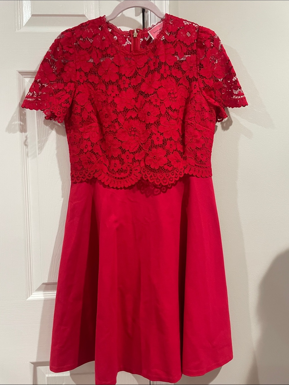 kate spade Red Lace Overlay Fit-and-Flare Dress Size 4